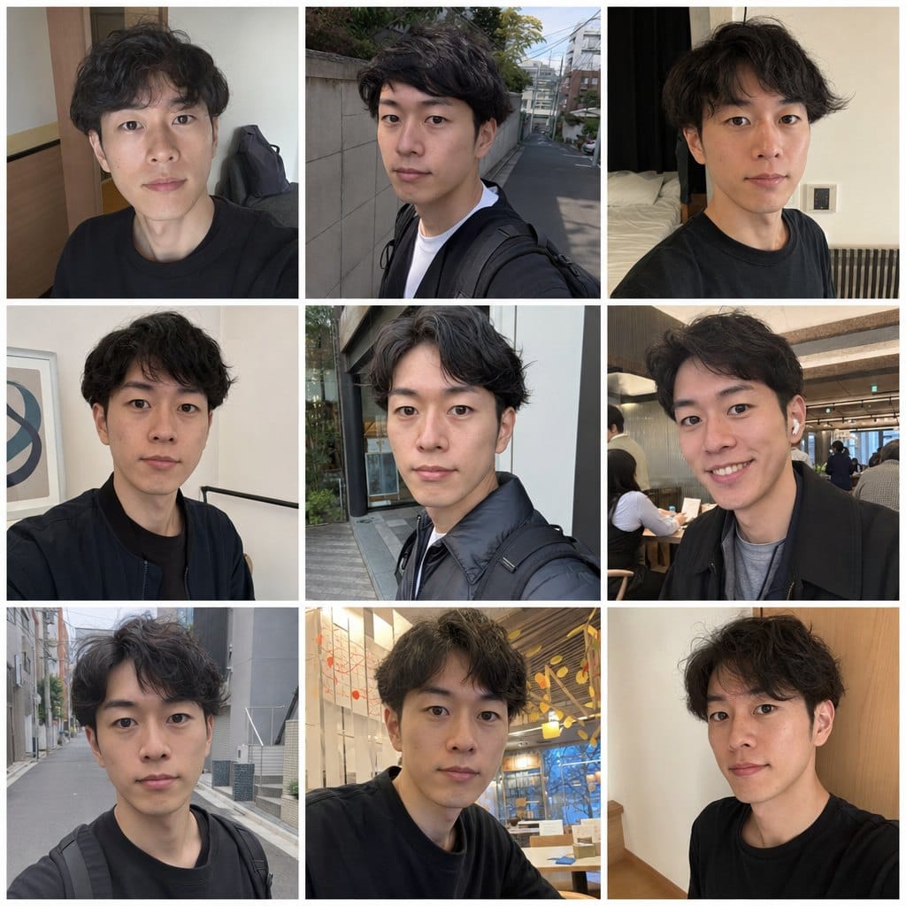 いつもの自撮りの例(参照素材のイメージ)
